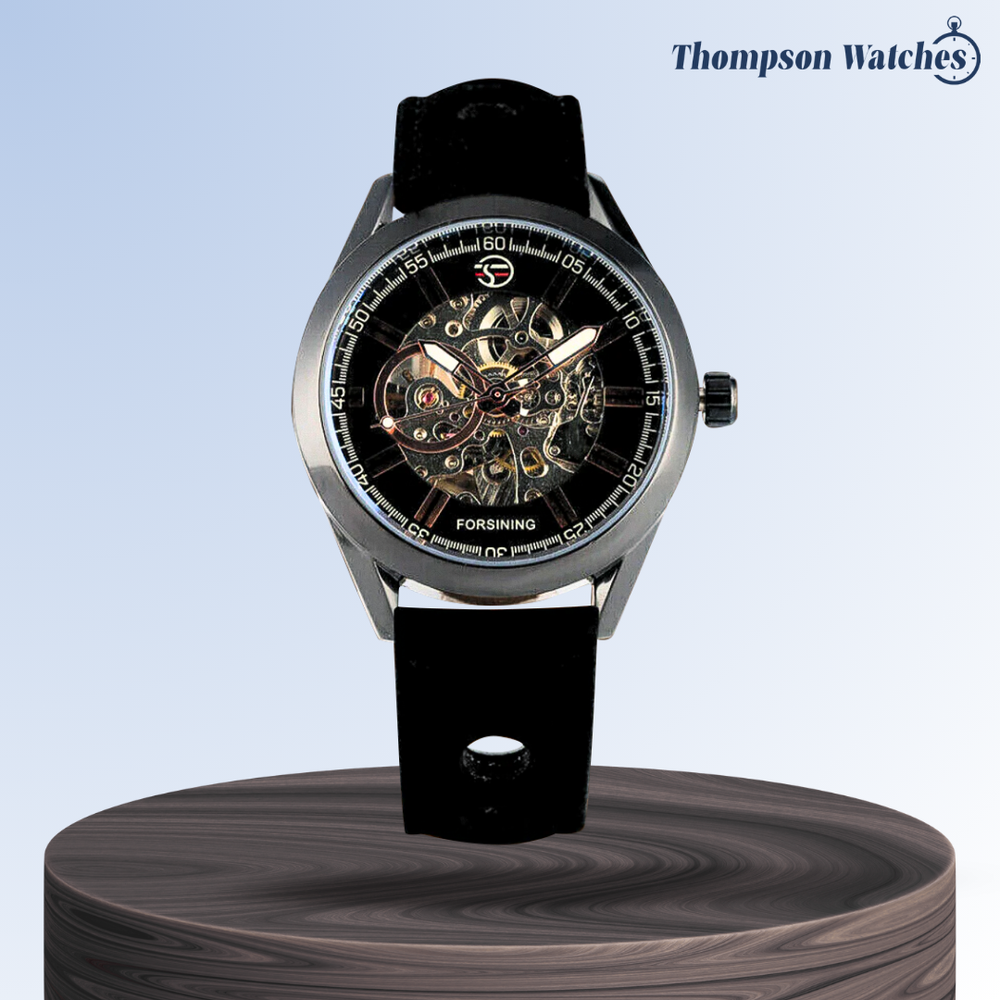 Felipe | Bold Men’s Skeleton Leather Watch | 42mm