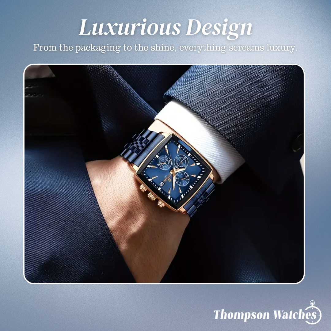 Troy | Men's Rectangular Luxury Quartz Wristwatch | 47mm