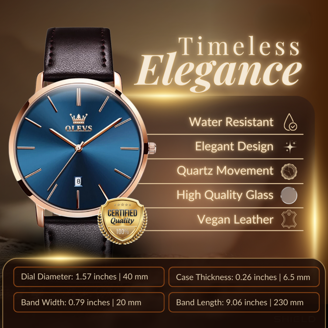 Leather Band Car Date Watch
