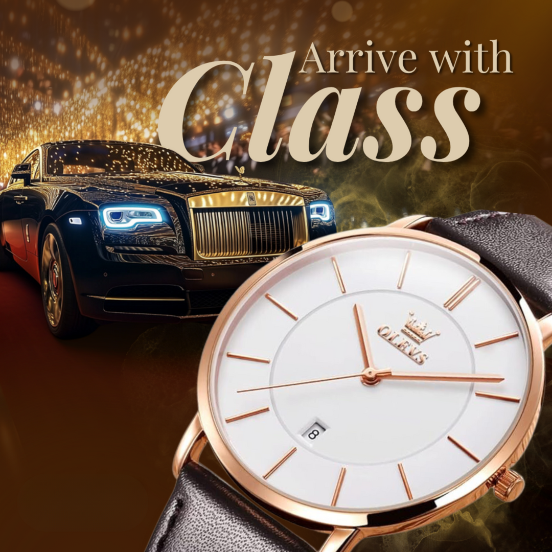 Leather Band Car Date Watch